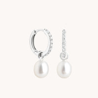 Lab Diamond & Pearl Charm Huggies-Astrid & Miyu