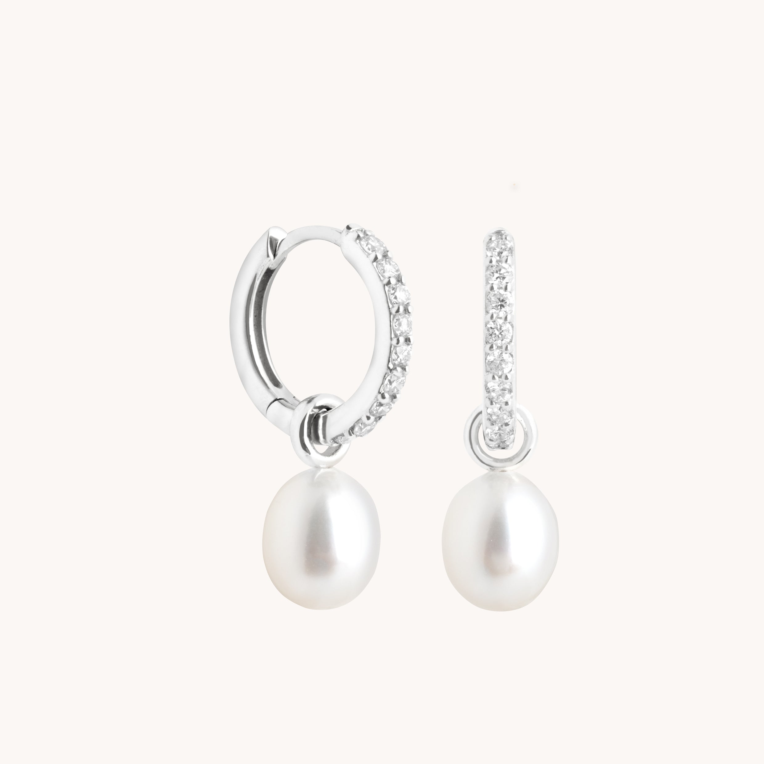 Lab Diamond & Pearl Charm Huggies-Astrid & Miyu