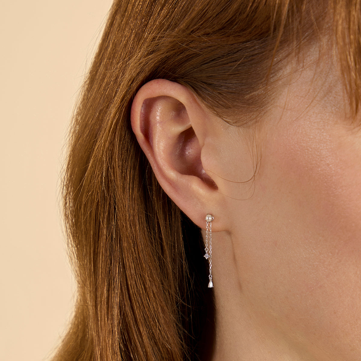 Lab Diamond & Pearl F&B Drop Studs-Astrid & Miyu