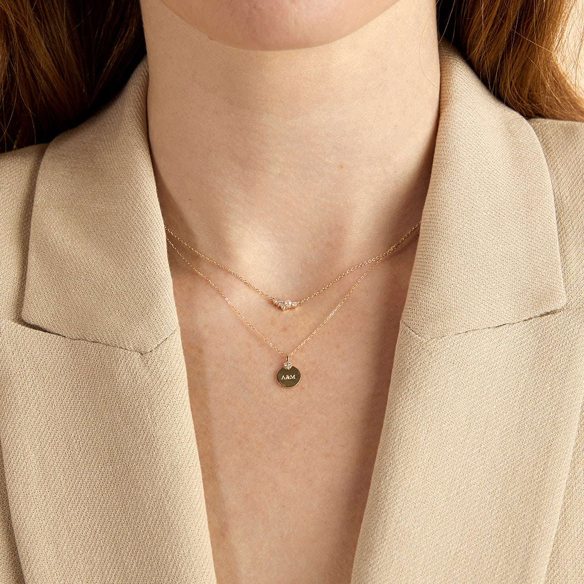 Lab Diamond Engravable Pendant Necklace-Astrid & Miyu