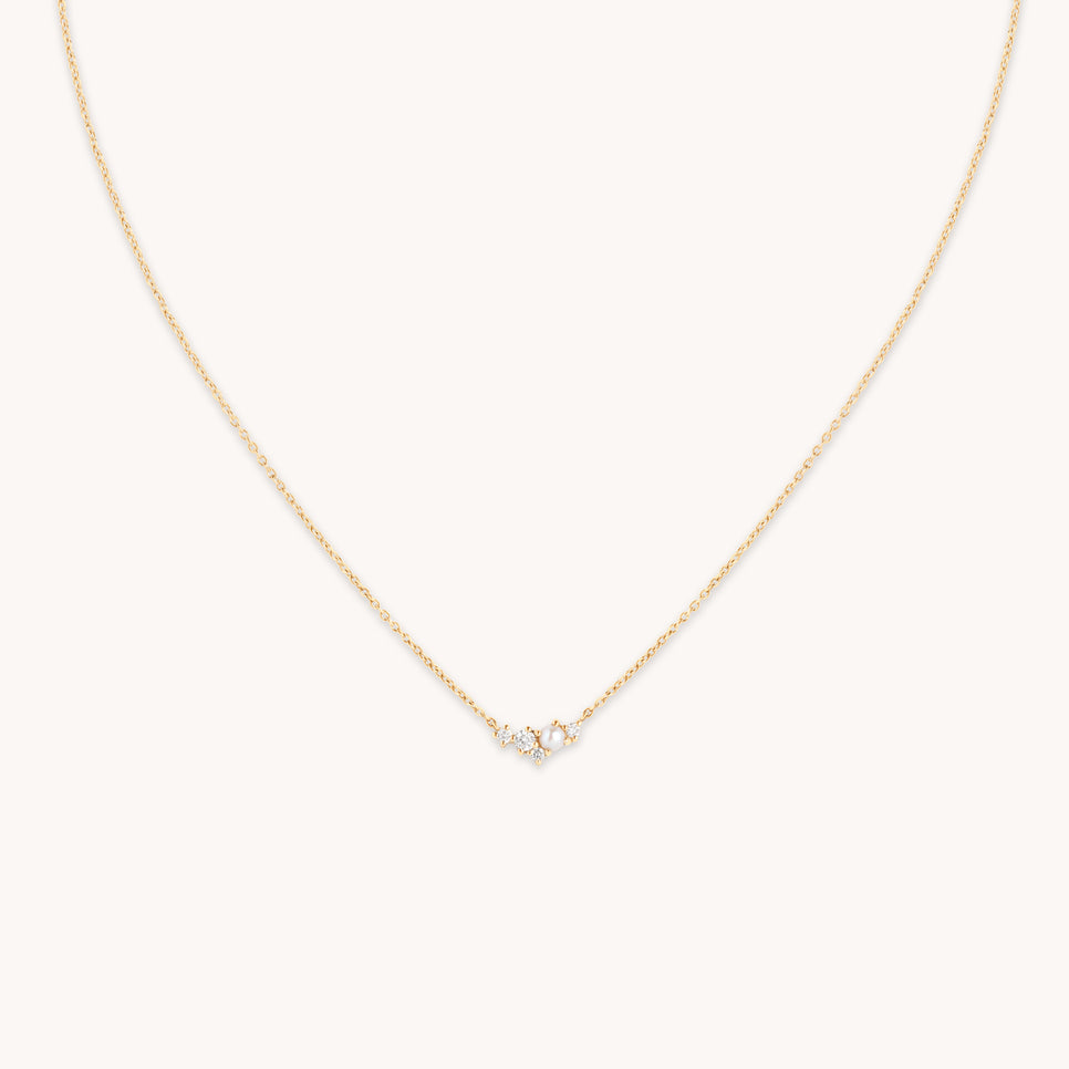 Lab Diamond & Pearl Cluster Necklace-Astrid & Miyu