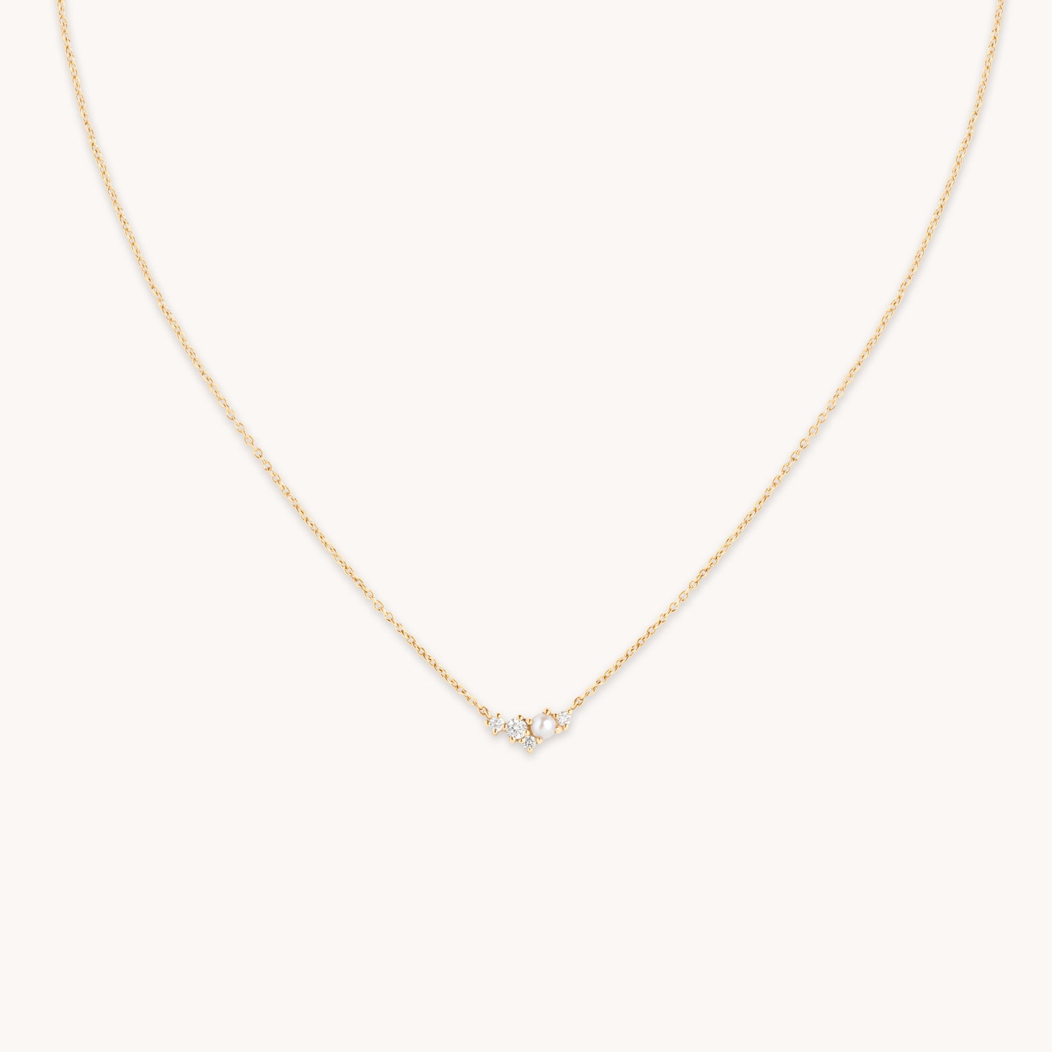 Lab Diamond & Pearl Cluster Necklace-Astrid & Miyu