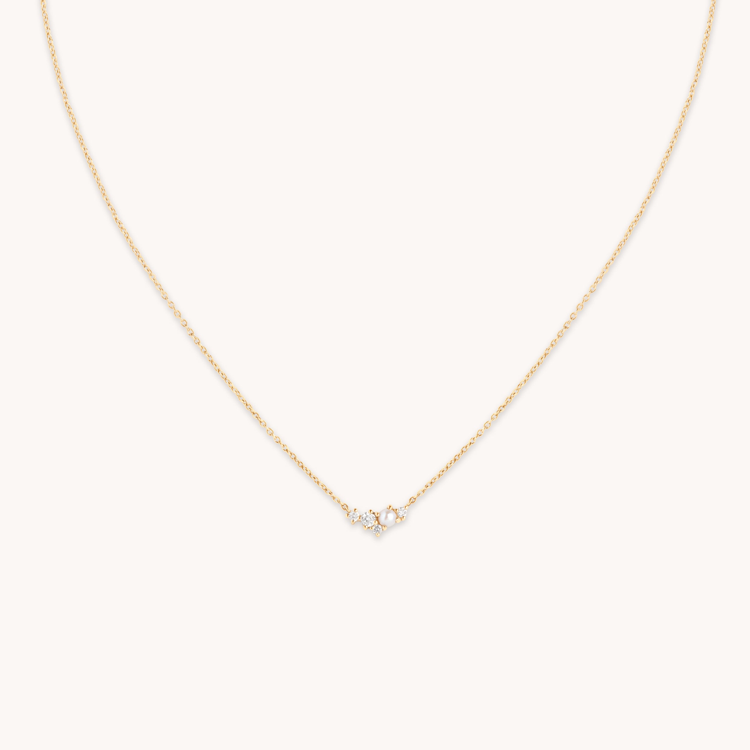 Lab Diamond & Pearl Cluster Necklace-Astrid & Miyu