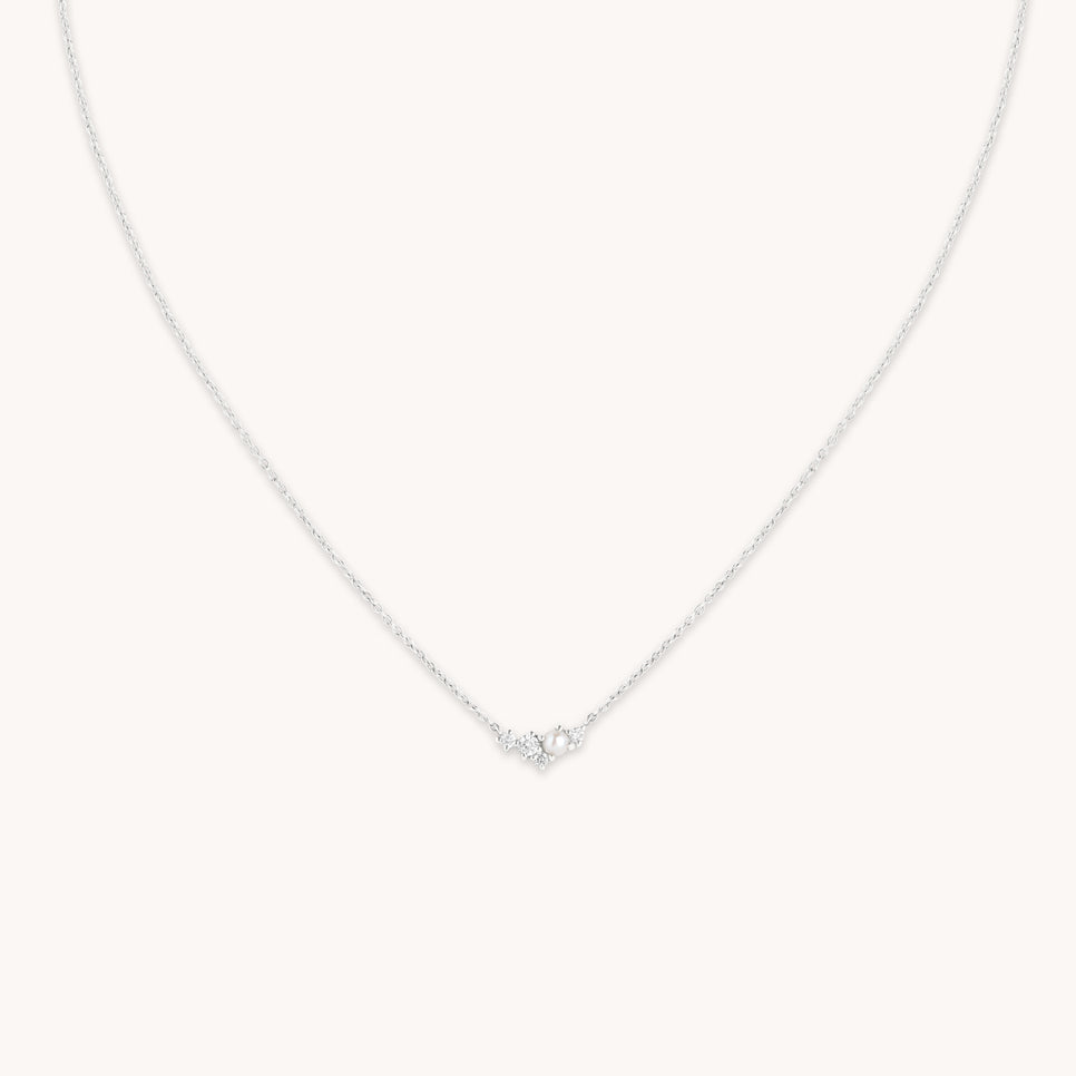 Lab Diamond & Pearl Cluster Necklace-Astrid & Miyu