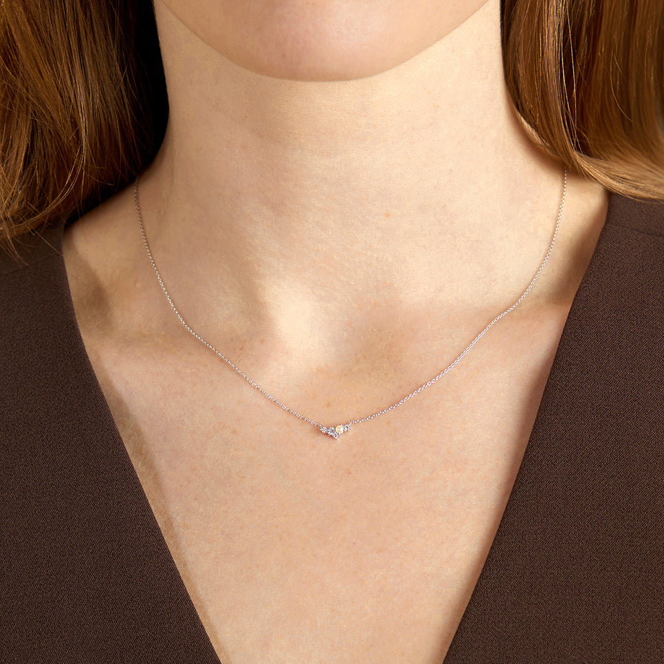Lab Diamond & Pearl Cluster Necklace-Astrid & Miyu