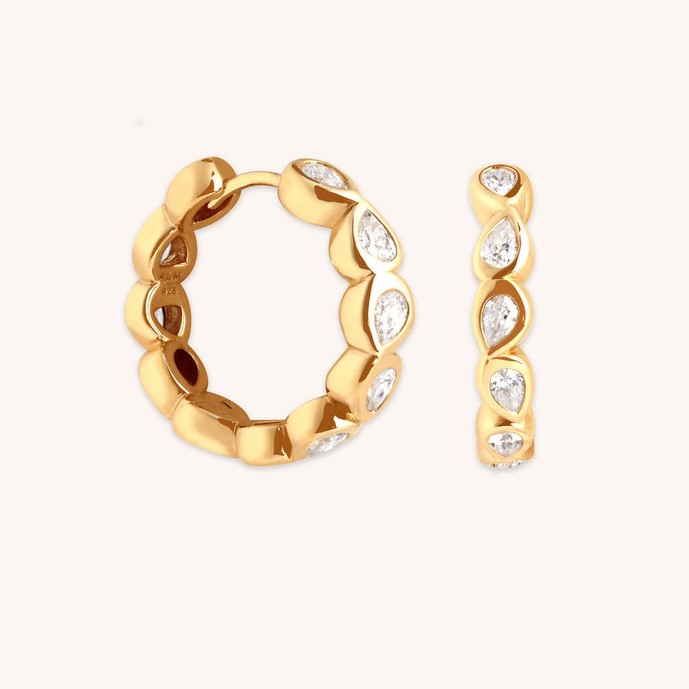 Pear Bezel Hoops-Astrid & Miyu