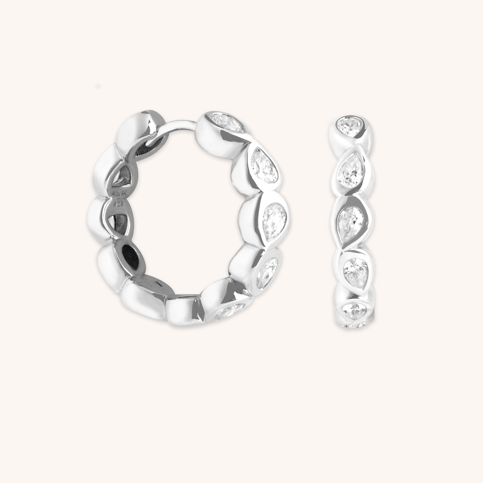 Pear Bezel Hoops-Astrid & Miyu