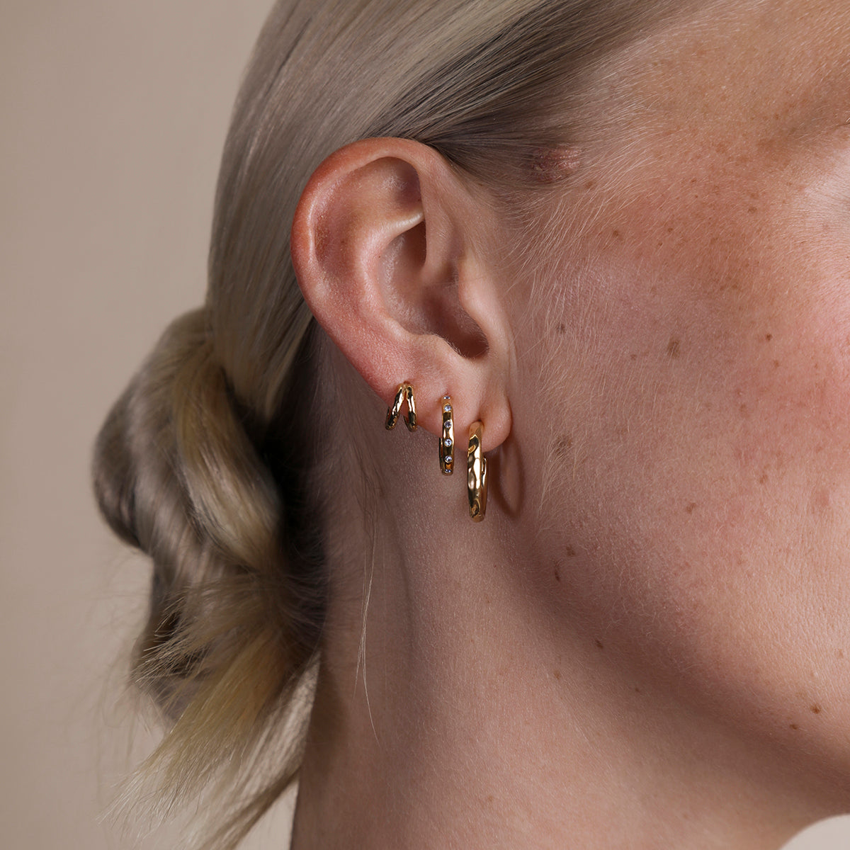 Molten Blue Crystal Hoops in Gold-Astrid & Miyu