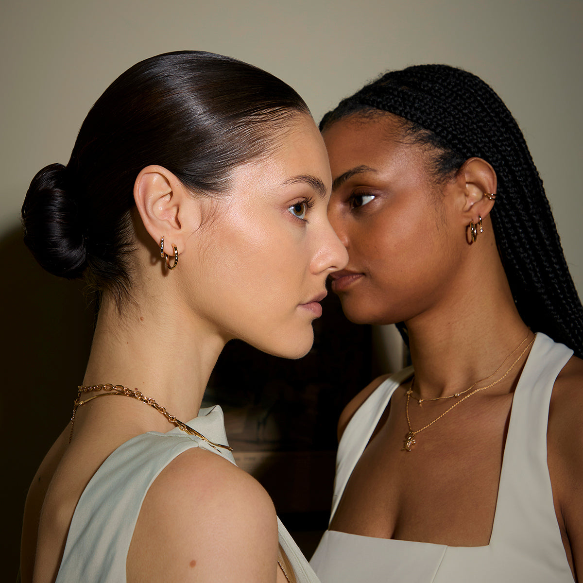 Molten Blue Crystal Hoops in Gold-Astrid & Miyu