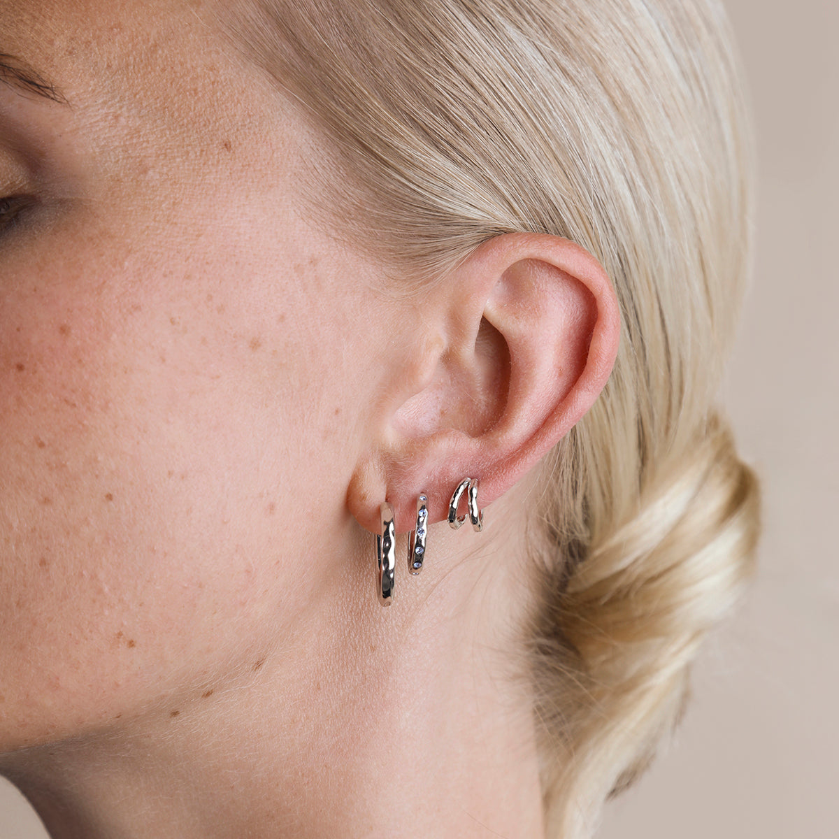 Molten Blue Crystal Hoops in Silver-Astrid & Miyu