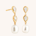 Pear Bezel & Pearl Drop Studs-Astrid & Miyu