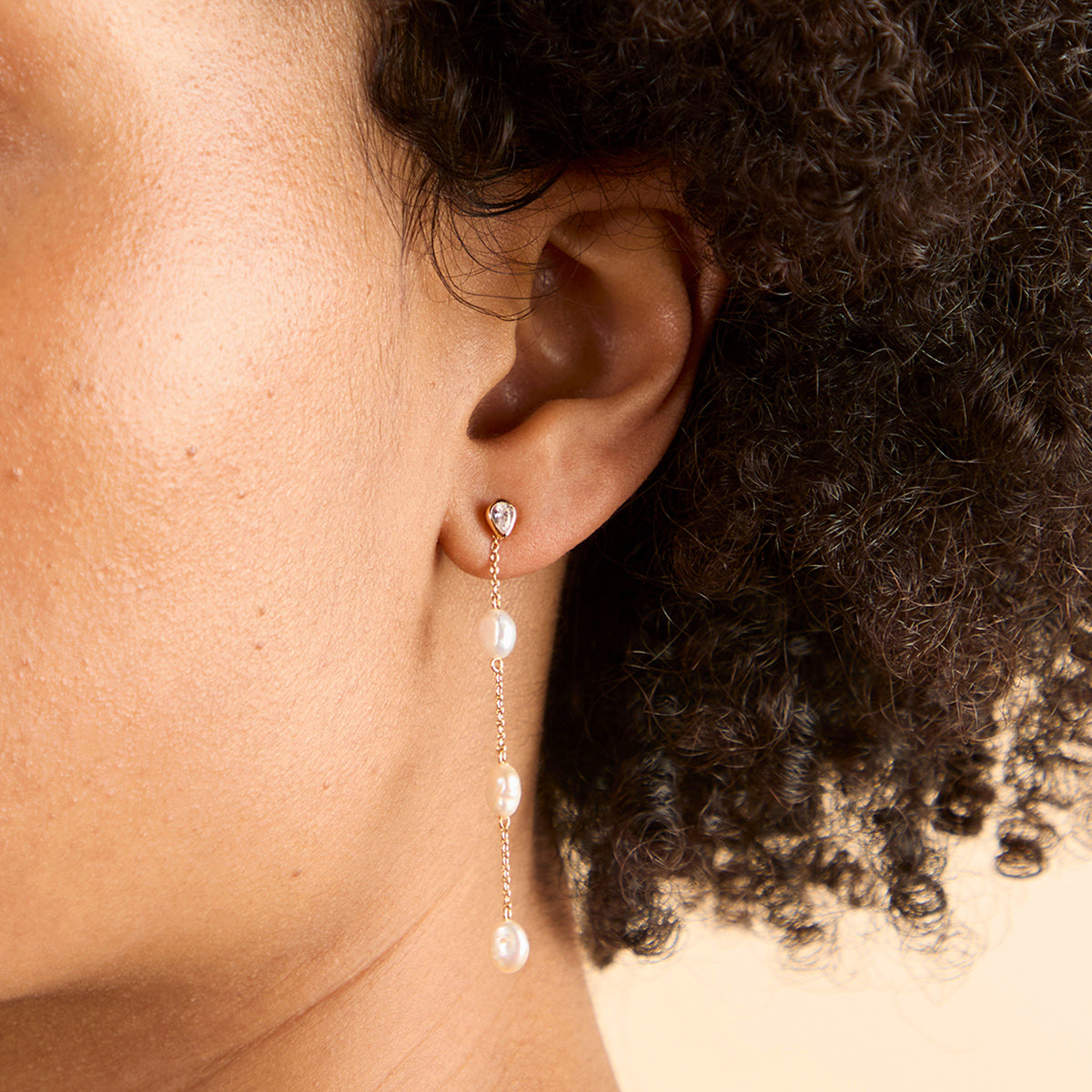 Pearl Chain Drop Studs-Astrid & Miyu