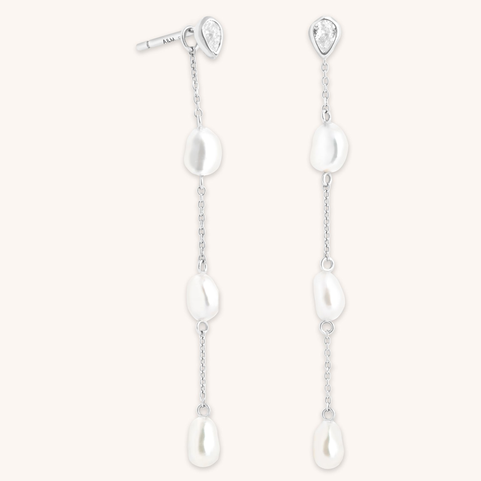 Pearl Chain Drop Studs-Astrid & Miyu