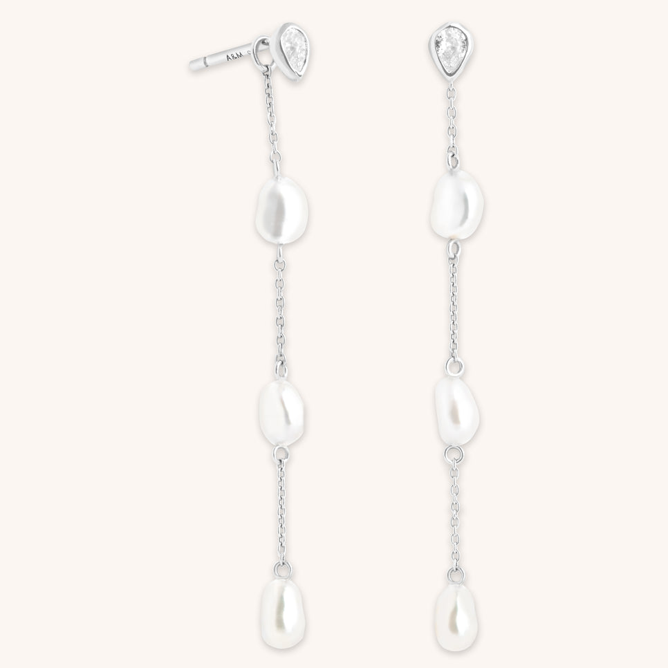 Pearl Chain Drop Studs-Astrid & Miyu