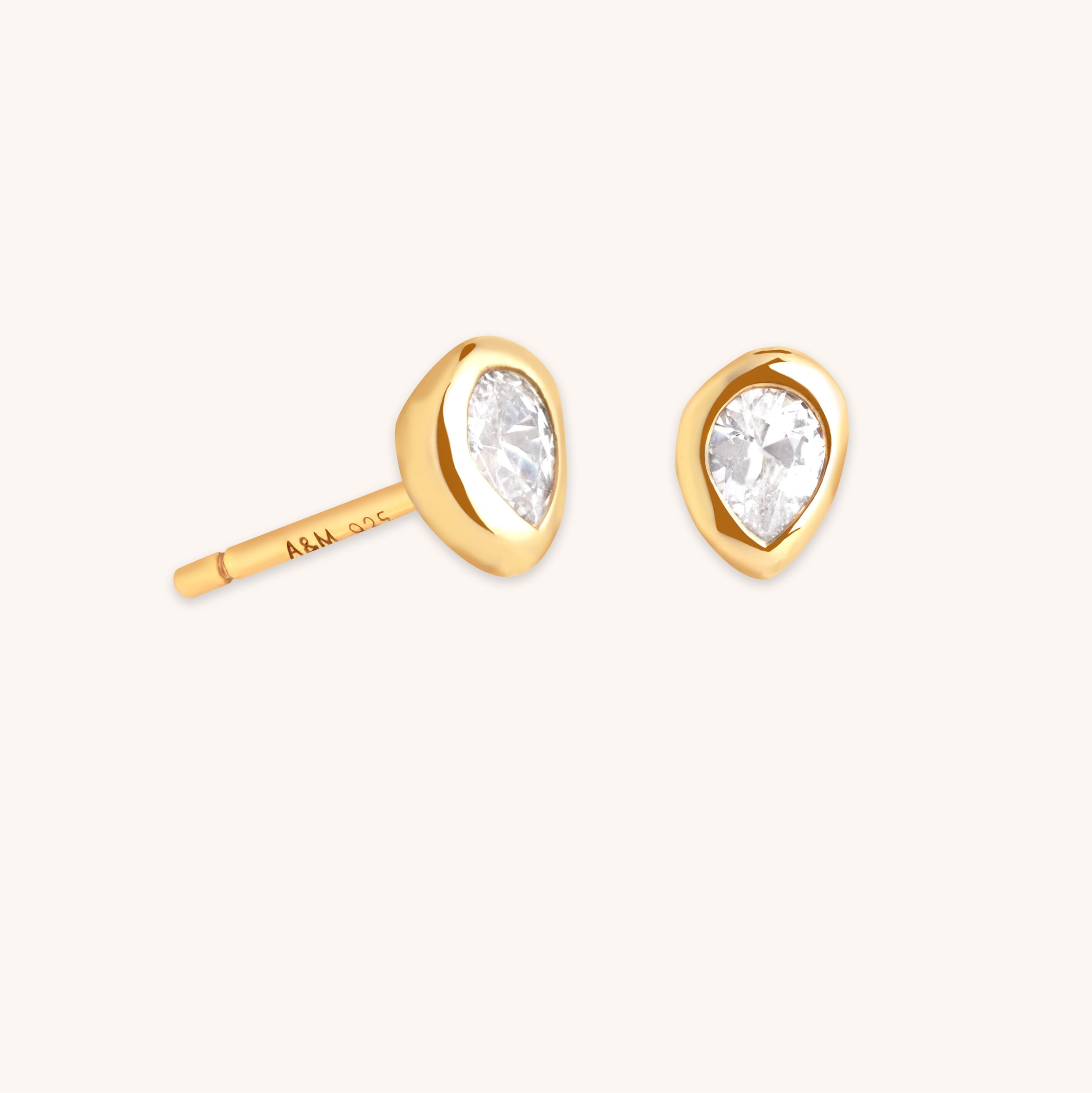 Pear Bezel Studs-Astrid & Miyu