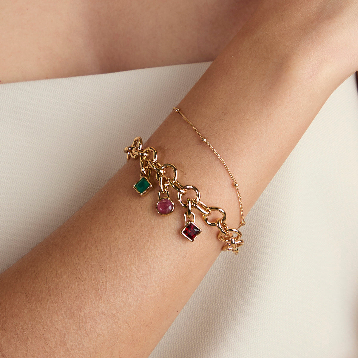 Molten Link Chain Bracelet in Gold-Astrid & Miyu