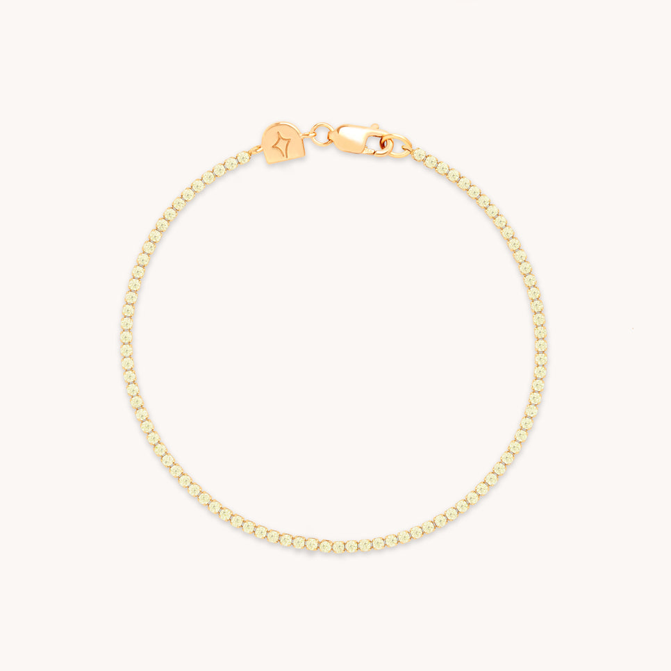 Green Tennis Chain Bracelet in Gold-Astrid & Miyu