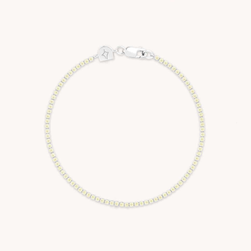 Green Tennis Chain Bracelet in Silver-Astrid & Miyu