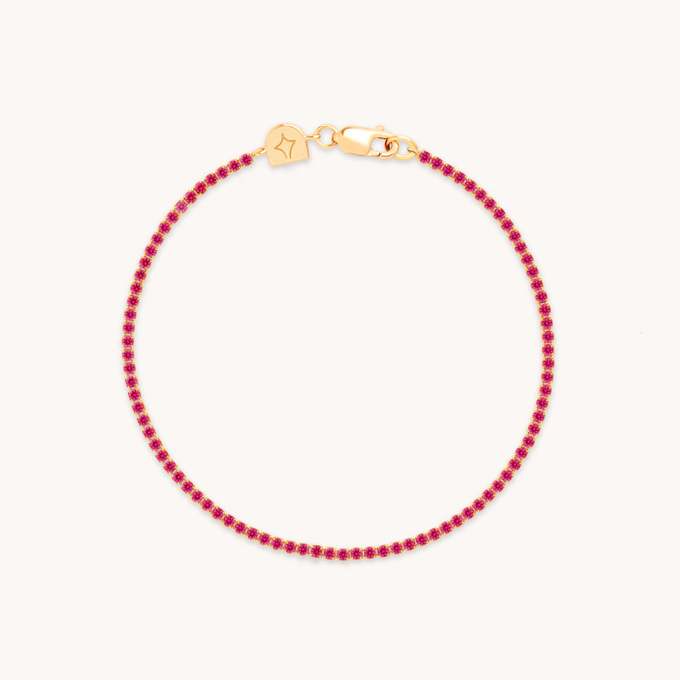 Pink Tennis Chain Bracelet in Gold-Astrid & Miyu