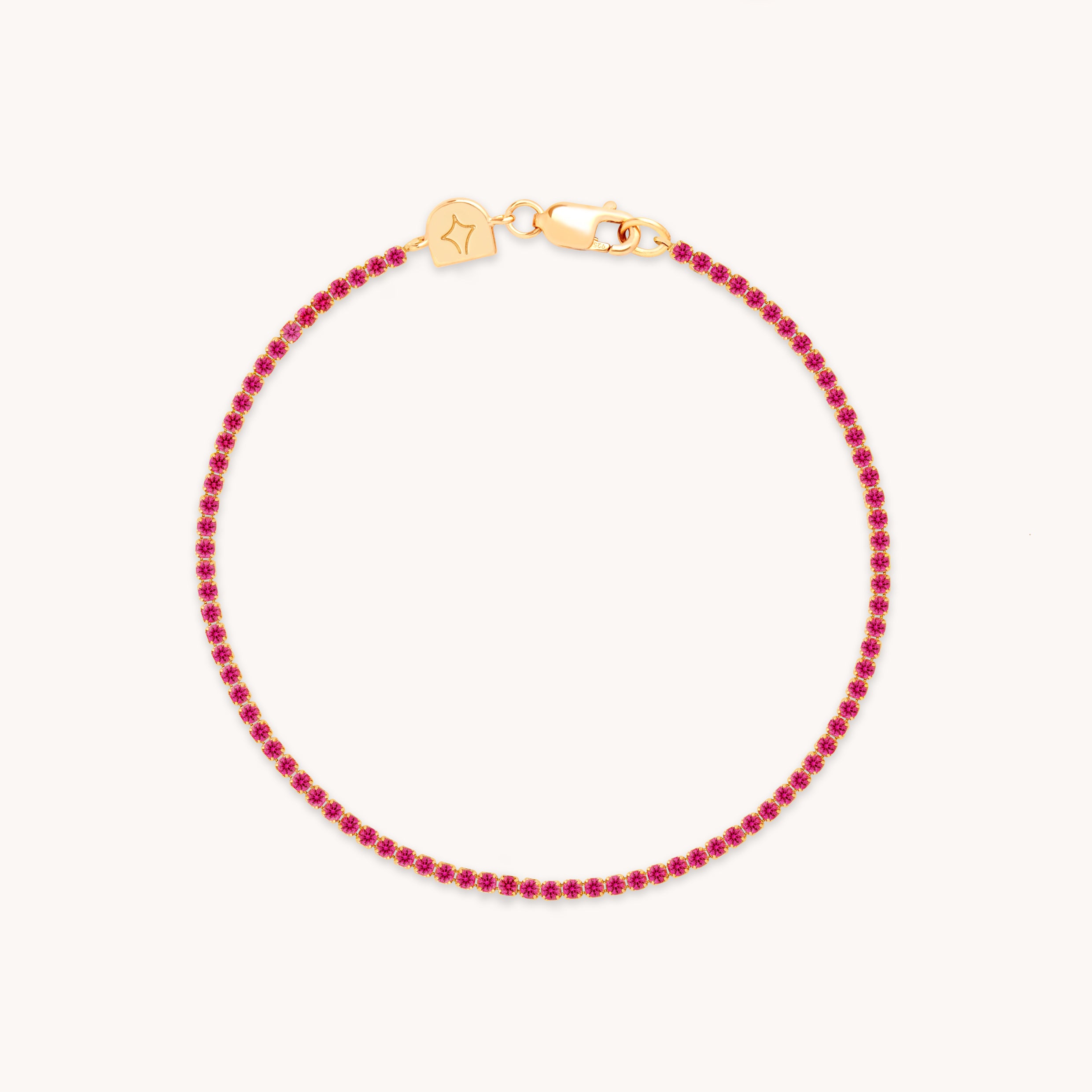 Pink Tennis Chain Bracelet in Gold-Astrid & Miyu