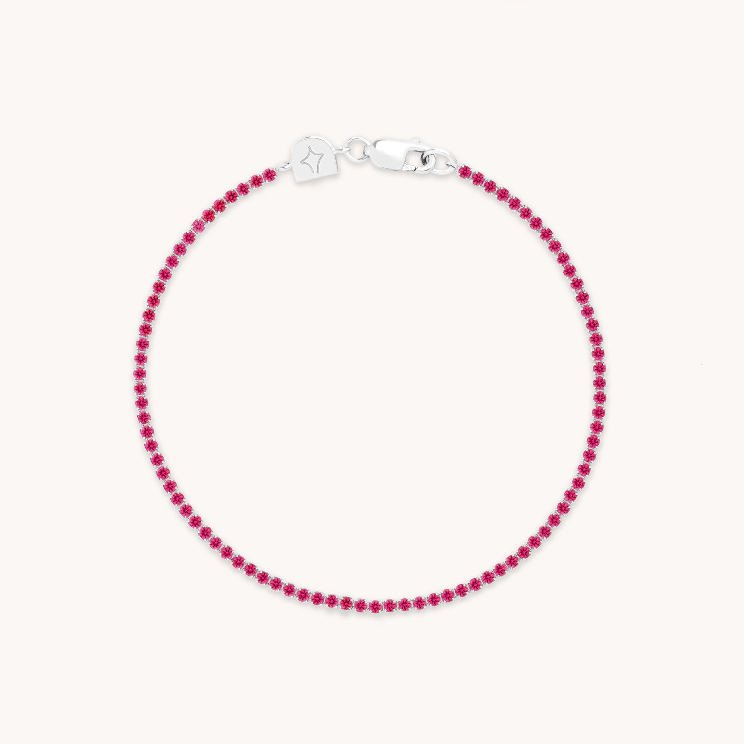Pink Tennis Chain Bracelet in Silver-Astrid & Miyu