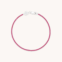 Pink Tennis Chain Bracelet in Silver-Astrid & Miyu