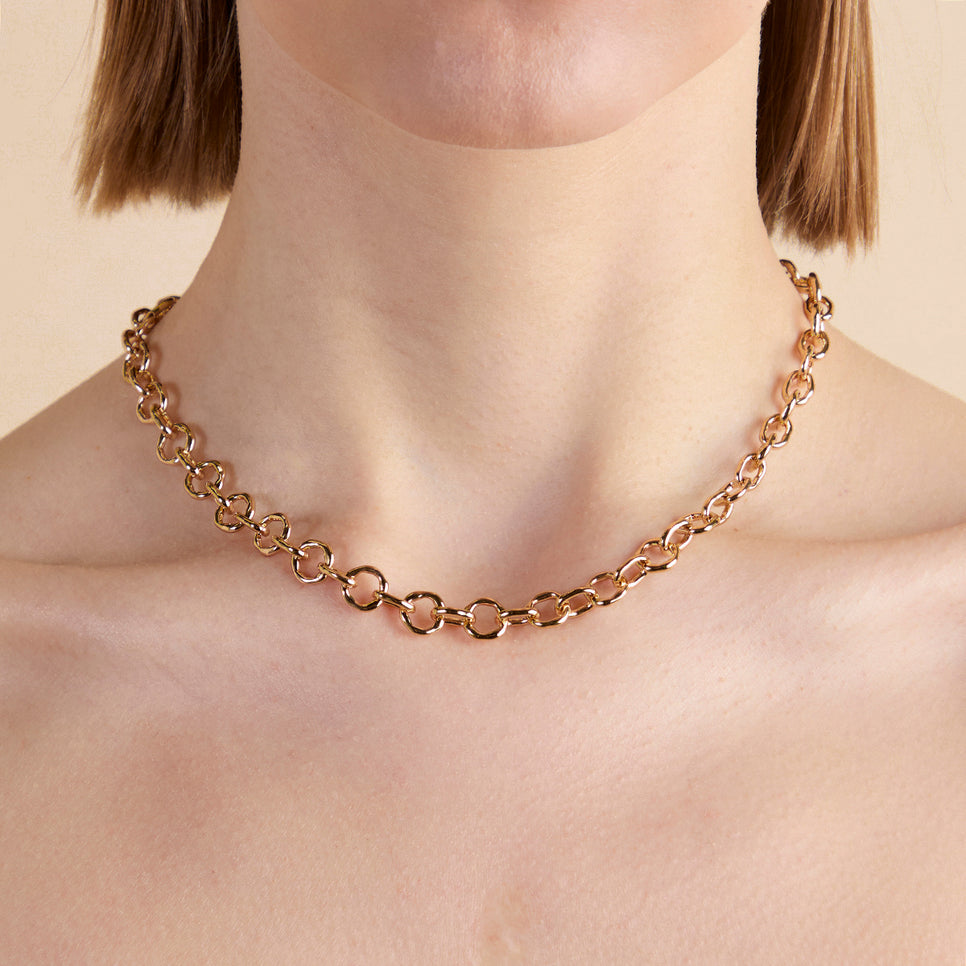 Molten Link Chain Necklace in Gold-Astrid & Miyu