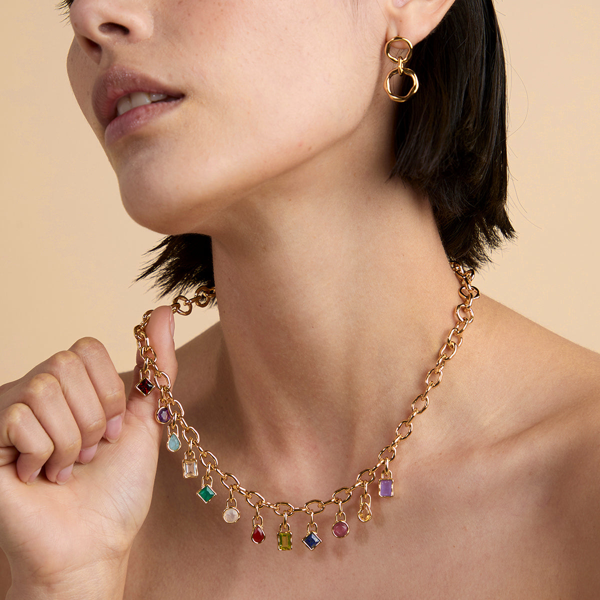 Molten Link Chain Necklace in Gold-Astrid & Miyu