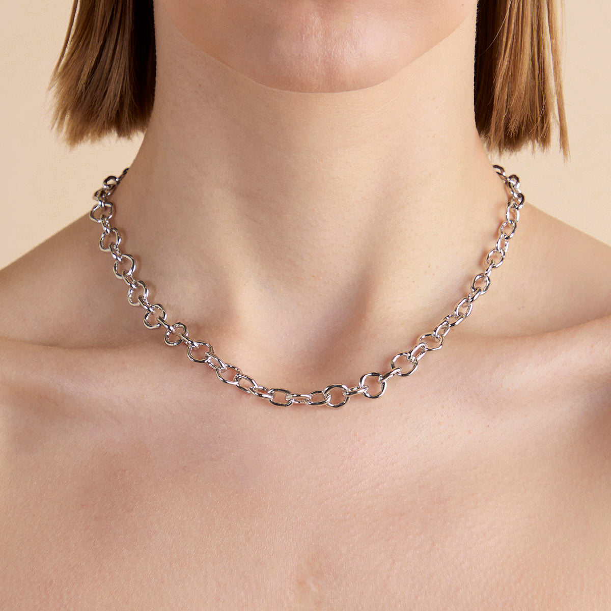 Molten Link Chain Necklace in Silver-Astrid & Miyu
