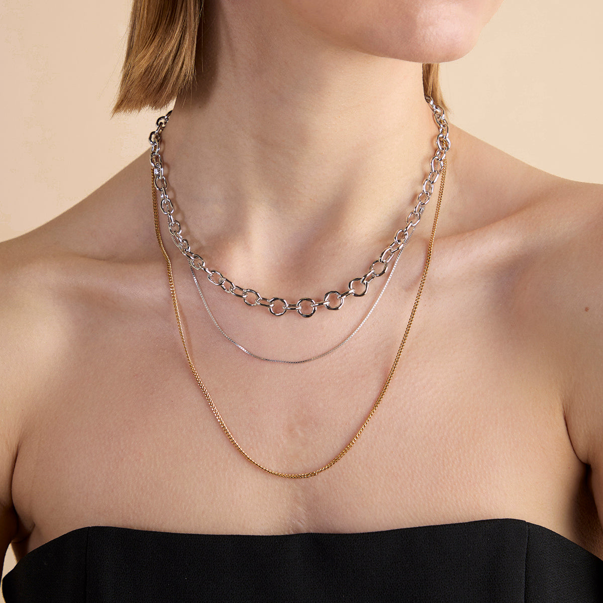 Molten Link Chain Necklace in Silver-Astrid & Miyu