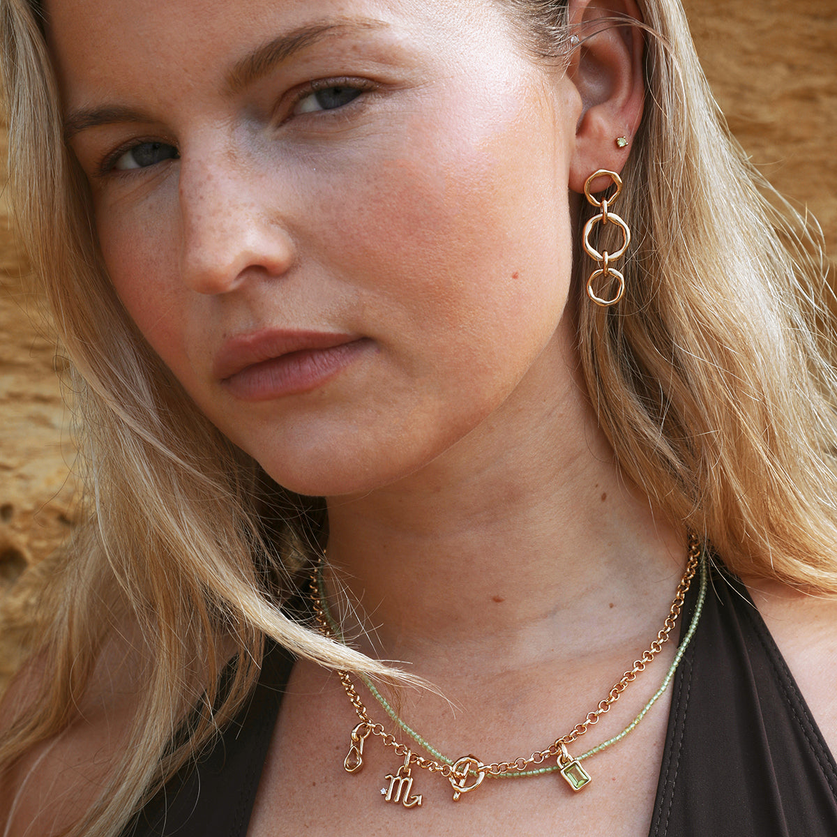 Molten Link Drop Studs in Gold-Astrid & Miyu