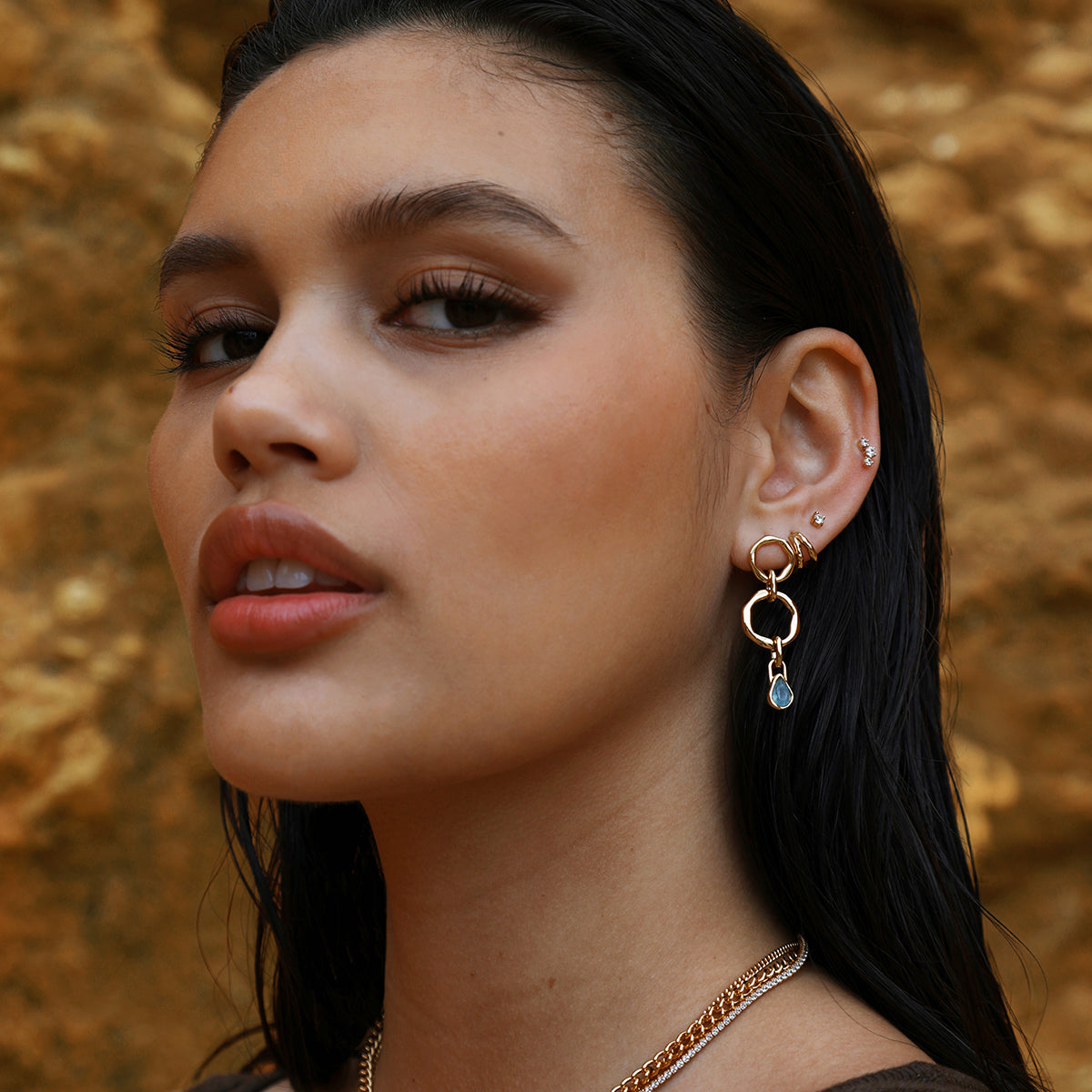 Molten Link Drop Studs in Gold-Astrid & Miyu