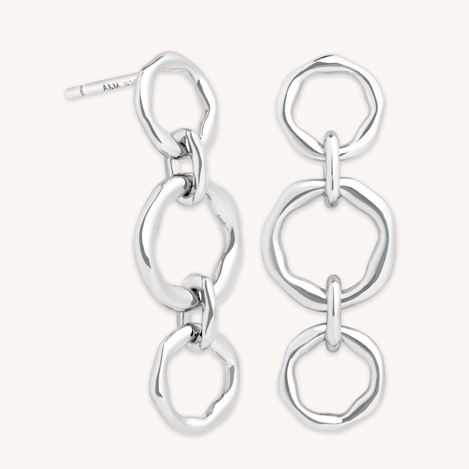 Molten Link Drop Studs in Silver-Astrid & Miyu