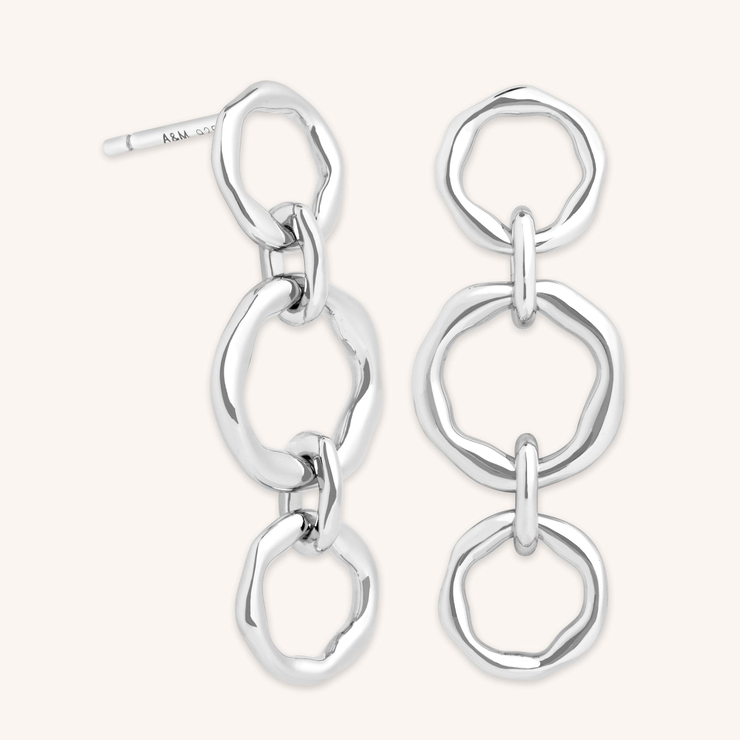 Molten Link Drop Studs in Silver-Astrid & Miyu
