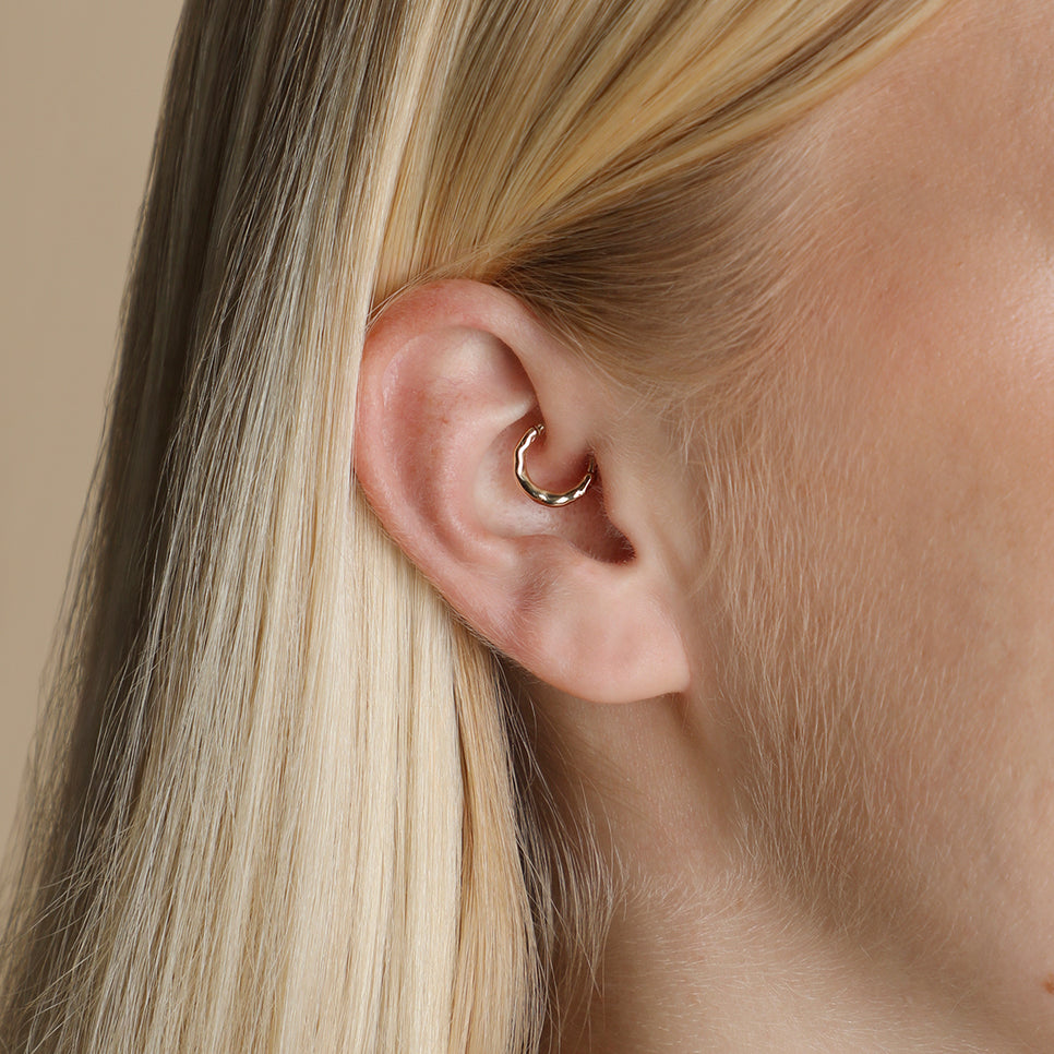 Molten Daith Ring in Solid Gold-Astrid & Miyu