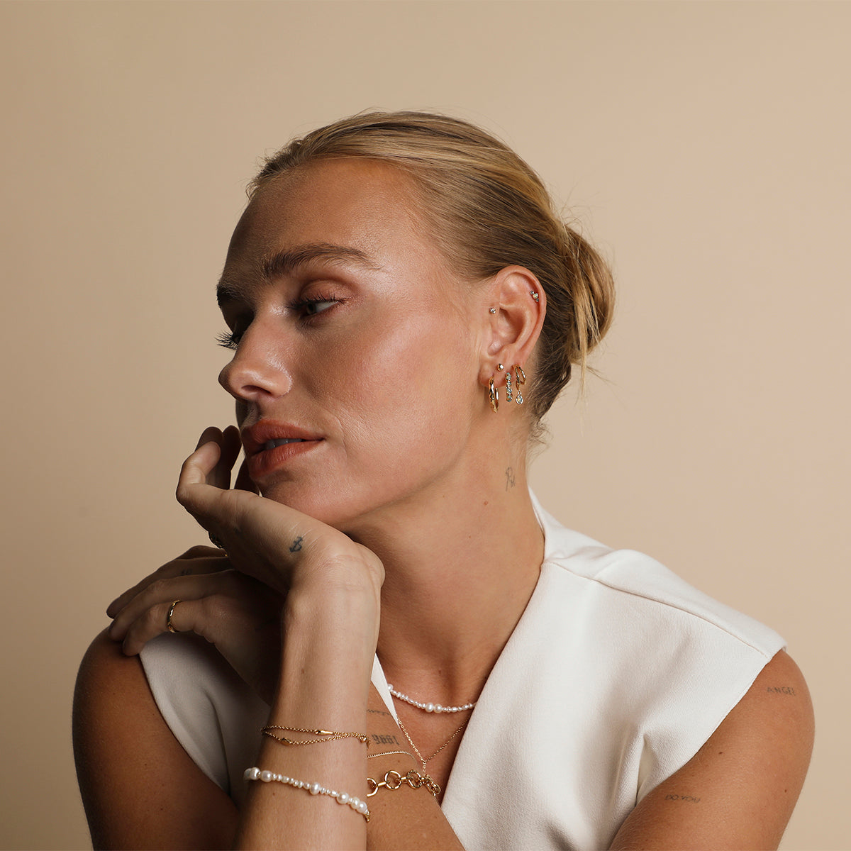 Molten Piercing Stud in Solid Gold-Astrid & Miyu