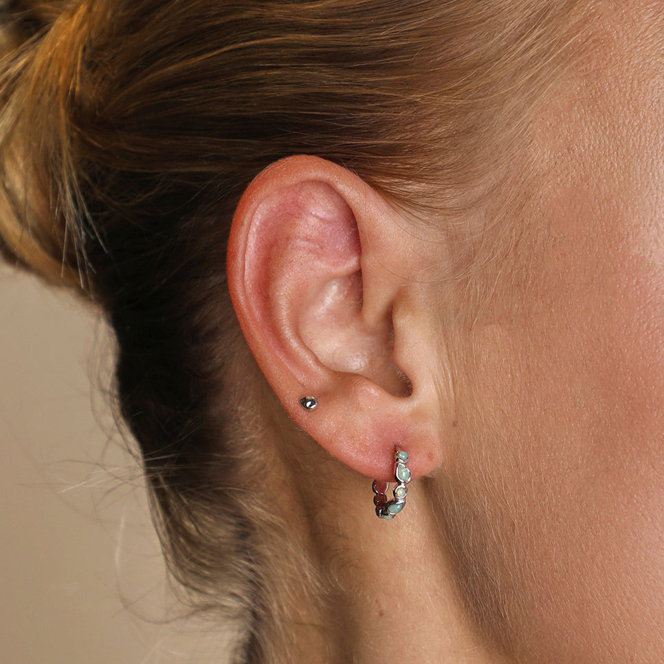 Molten Piercing Stud in Solid White Gold-Astrid & Miyu
