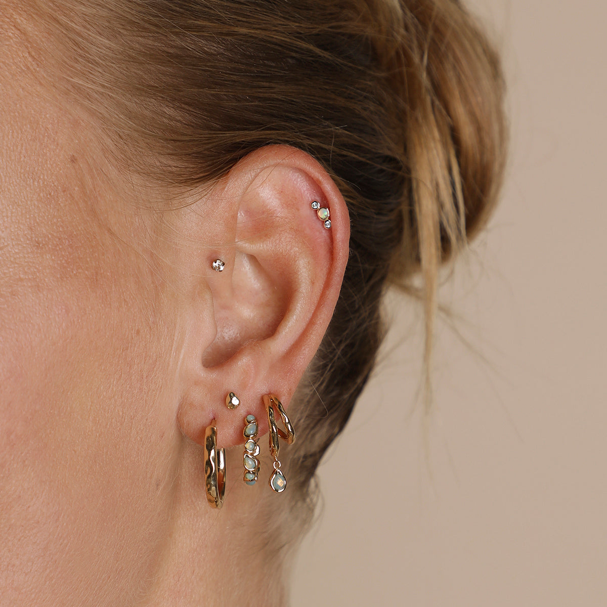 Molten Opal Cluster Piercing Stud in Solid Gold-Astrid & Miyu