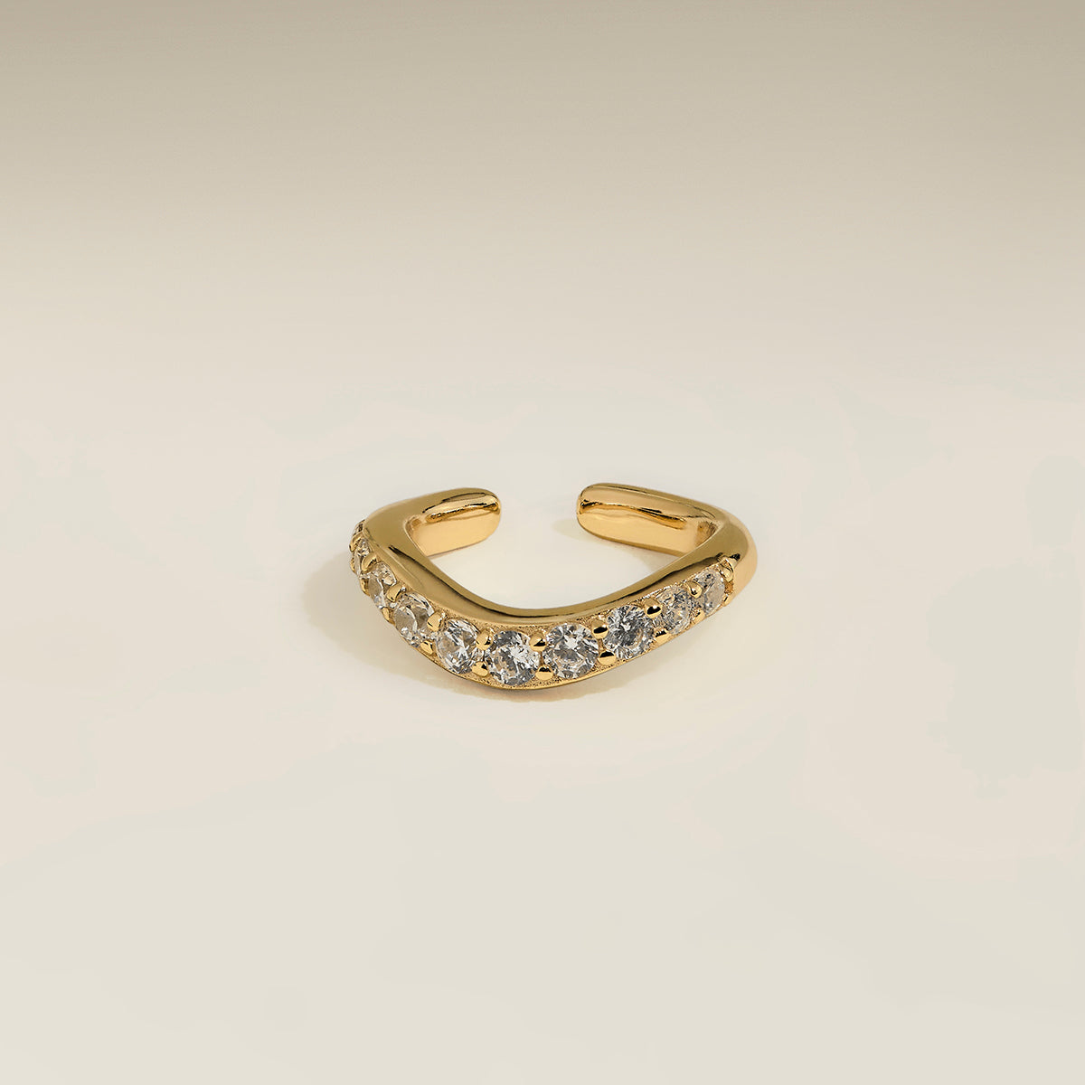 Wave Crystal Ear Cuff in Gold-Astrid & Miyu