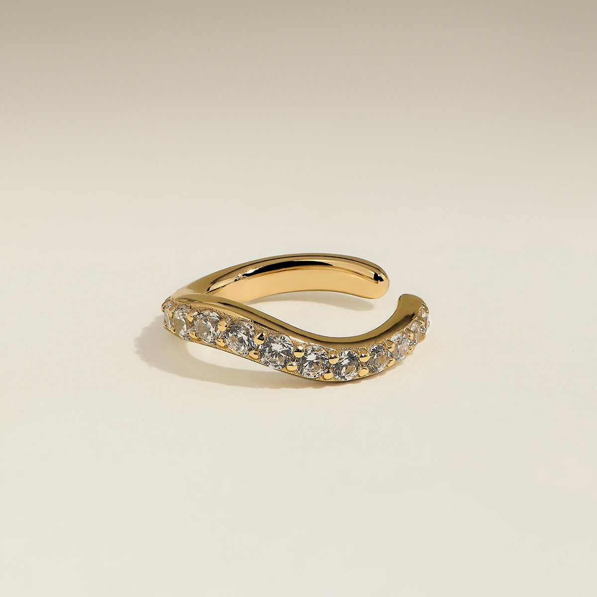 Wave Crystal Ear Cuff in Gold-Astrid & Miyu