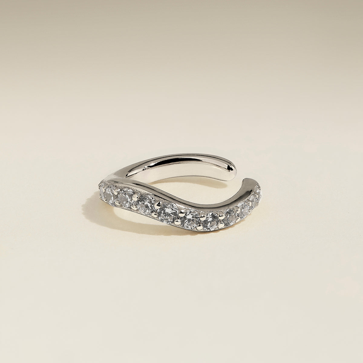 Wave Crystal Ear Cuff in Silver-Astrid & Miyu