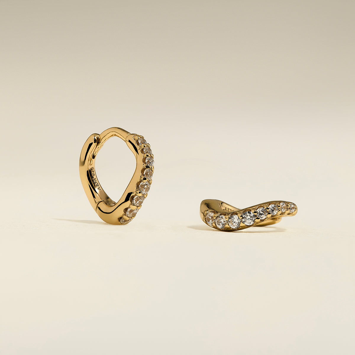 Wave Crystal Huggies in Gold