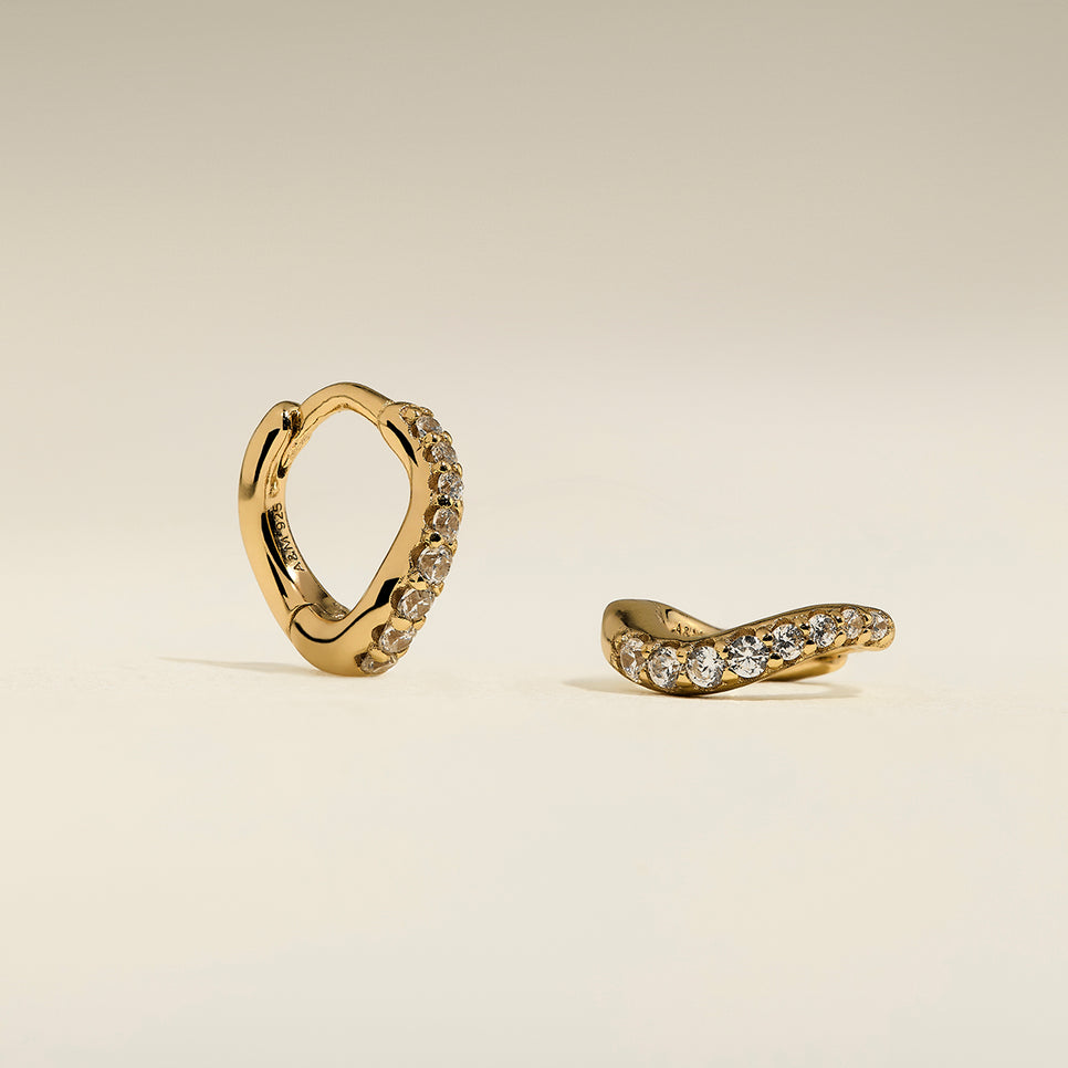 Wave Crystal Huggies in Gold