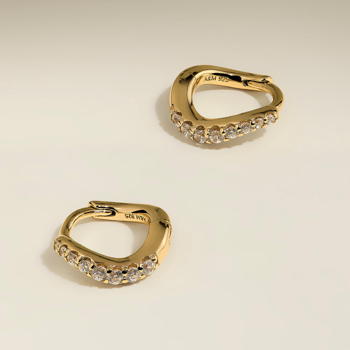 Wave Crystal Huggies in Gold
