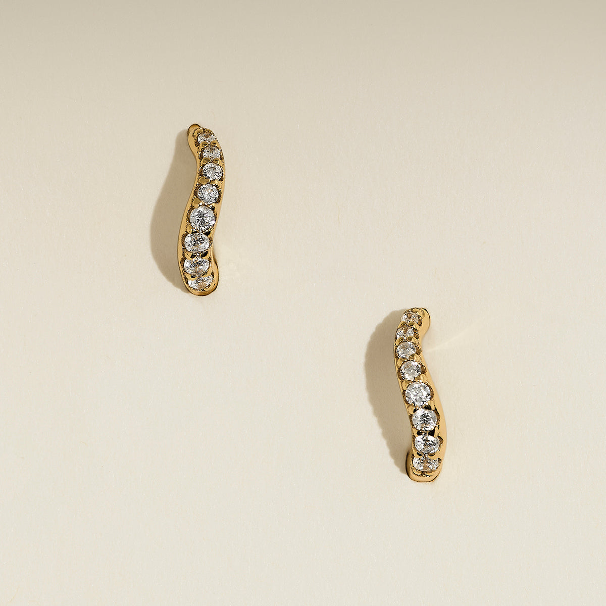 Wave Crystal Huggies in Gold