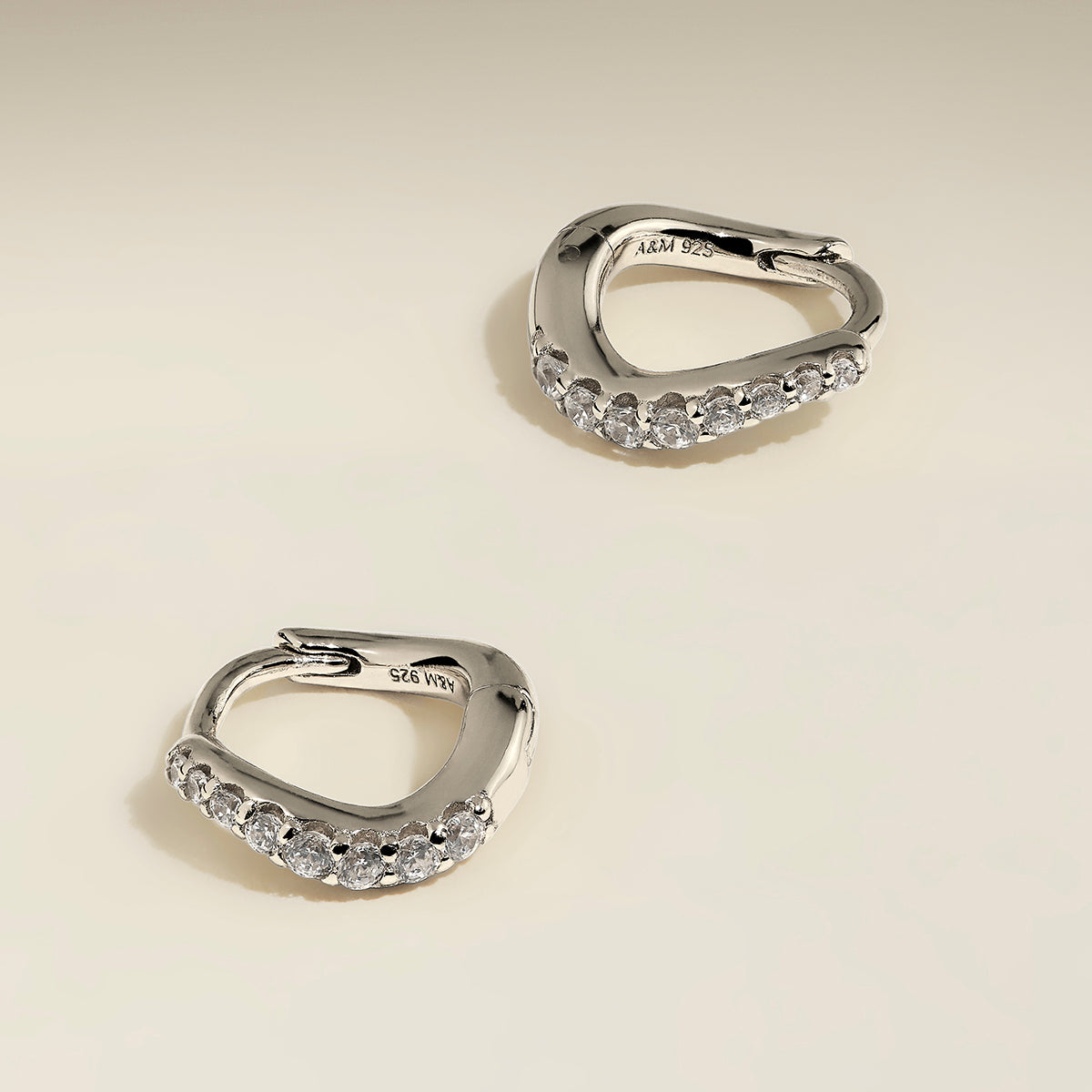 Wave Crystal Huggies in Silver-Astrid & Miyu