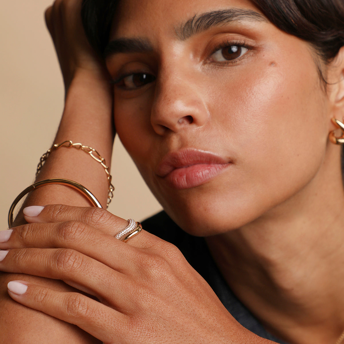 Wave Crystal Ring in Gold-Astrid & Miyu