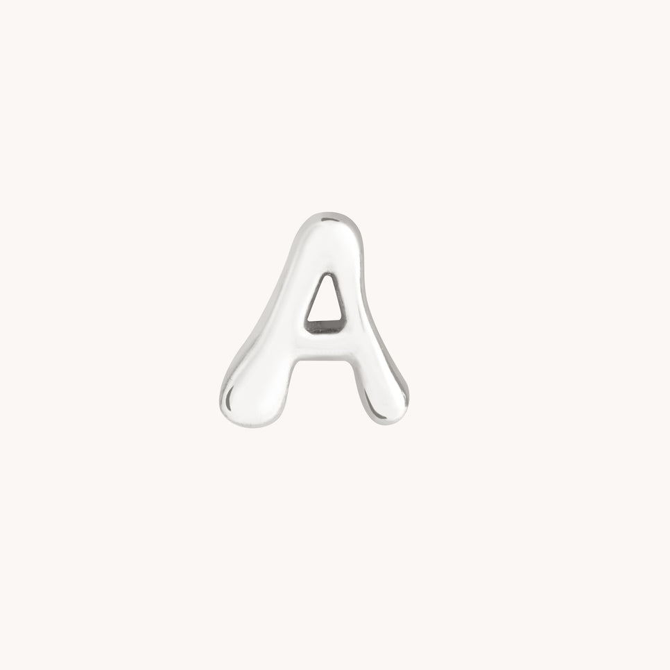 A Initial Click Charm in Solid White Gold-Astrid & Miyu