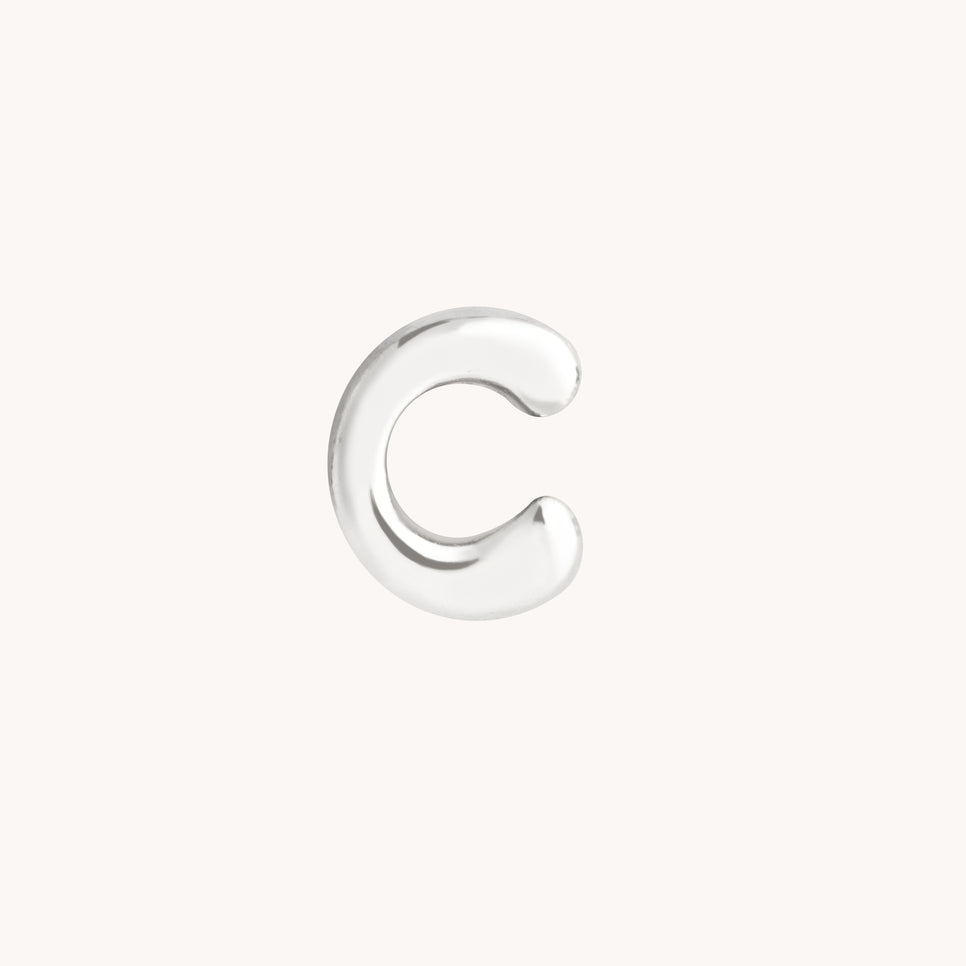 C Initial Click Charm in Solid White Gold-Astrid & Miyu