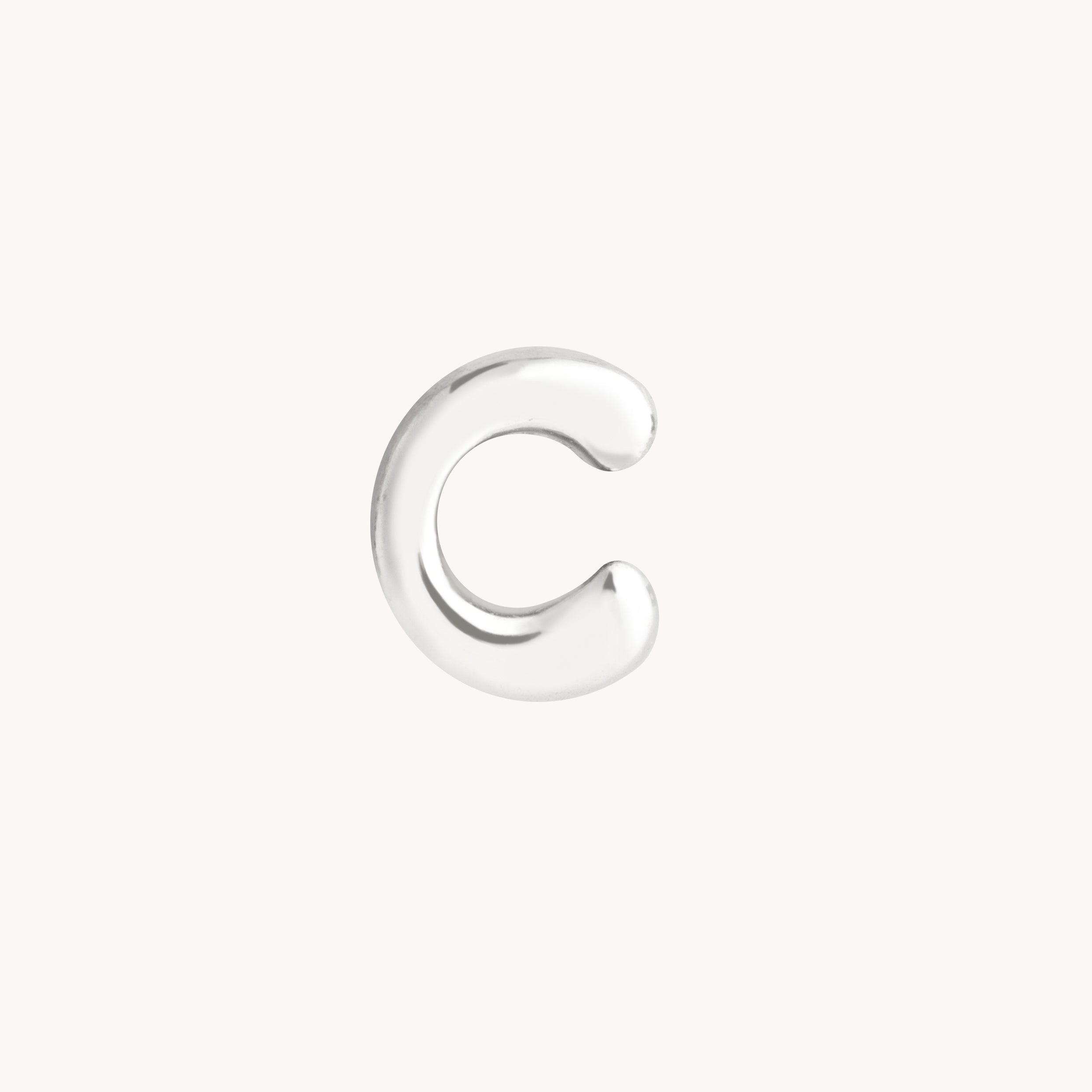 C Initial Click Charm in Solid White Gold-Astrid & Miyu